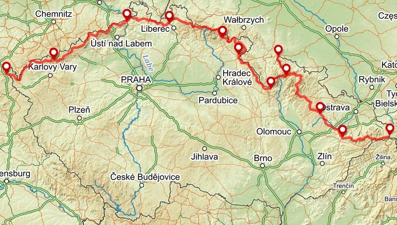 mapa Cesta Českem